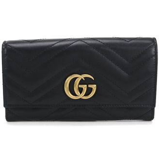 Gucci Black Leather Long Wallet (Bi-Fold) (Pre-Owned)