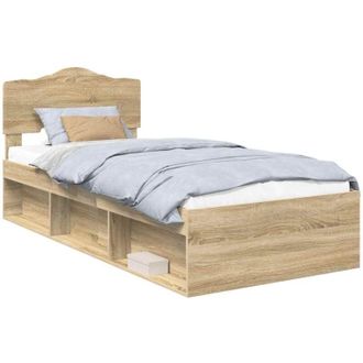 vidaXL Estructura De Cama Con Cabecera Roble Sonoma 75 X 190 Cm Vidaxl
