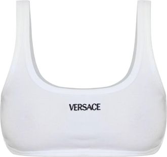 Versace Reggiseno con logo ricamato - Bianco