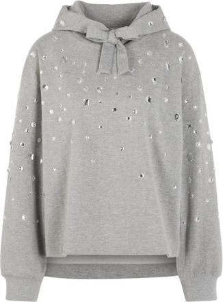 Marc Cain Hoodie met strass - Dames - Hoodies - Grijs - XS - Katoen - Hoodies & sweatvesten