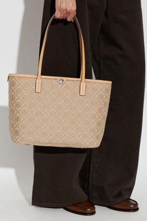 Tory Burch T-Monogram Small Shopper Bag, Womens, Beige