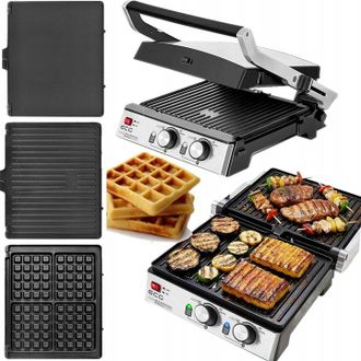 OEM Parrilla El&eacute;ctrica Ecg Para Gofres, Paninis, Barbacoa Y S&aacute;ndwiches, 3 En 1, 2000 W, S&oacute;lida