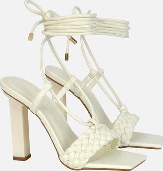XY London Womens XY London Womens/Ladies Mira Strappy Square Toe Lace Up Block Heel High Heels - White - Size: 8