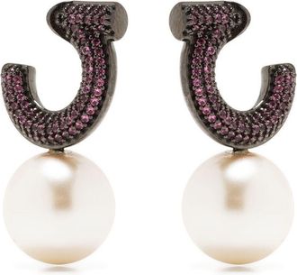 Ferragamo Fuchsia Gancini Pearl Earrings - Womens - Pearl/Glass/Metal