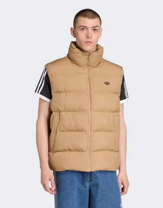 adidas Originals Gilet imbottito color cartone tono su tono-Marrone