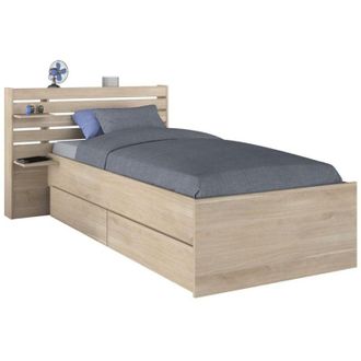 Parisot Letto 90 x 190/200 cm Con vani portaoggetti Naturale - TENALIA