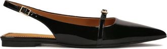 Kazar Gelakte platte slingback pumps - Dames - Ballerinas - Zwart - 38 EU - Leer - Schoenen
