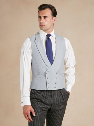 Oliver Brown Double Breasted Wool Waistcoat - Grey