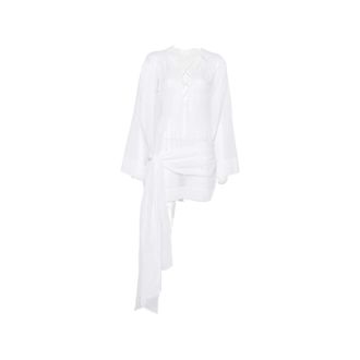 Andamane Lace-up Knotted-waist Mini Dress