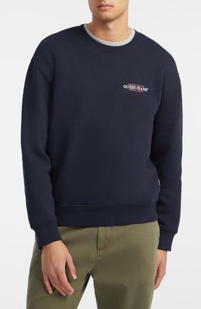 Guess Organic Cotton Blend Graphic Sweatshirt in Navy at Nordstrom, Size Xx-Large