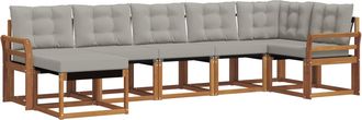 vidaXL Conjunto De Sof&aacute;s De Exterior 7 Uds. Natural Y Gris Claro Vidaxl