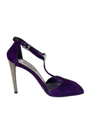 Prada Purple Suede Triangle Heels Size 40
