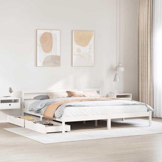 vidaXL Vidaxl - Estructura De Cama Sin Colch&oacute;n Madera Maciza Blanca 200x200 Cm