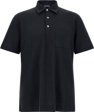 Ermenegildo Zegna Blue Shirt Collar Polo