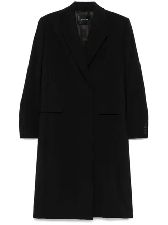 MUGLER single-breasted coat - women - Cupro/Viscose/Virgin Wool - 38 - Black