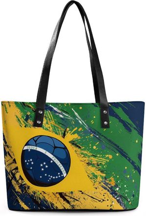 Generic Brazil Flag Tote Bags for Women Cute Shoulder Purses Handbags