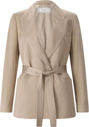 PESERICO Fluid Viscose and Wool Satin Blazer - Dames - Blazers - Beige - XS - Wol - Jassen
