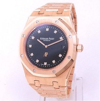 Audemars Piguet Pre-owned Audemars Piguet Royal Oak Jumbo Extra-Thin Automatic Diamond Black Dial Mens Watch 15207OR.OO.1240OR.01