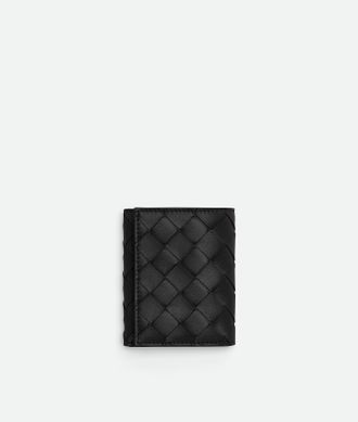 Bottega Veneta Intrecciato Small Tri-fold Wallet - Black - Woman - 50% Lambskin & 50% Calfskin