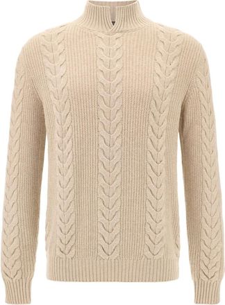 Boggi Milano Truien & Vesten, Heren, Beige, XL, Nylon, Mock Polo Neck Jumper