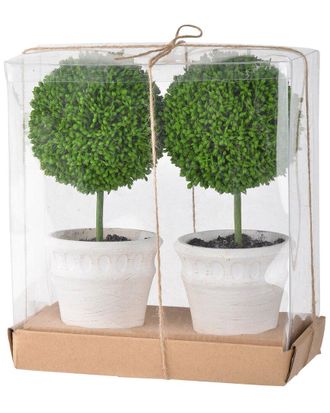A&B Home Mini Faux Topiaries in Pots Set of 2