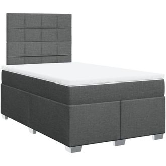 vidaXL Cama Box Spring Con Colch&oacute;n Tela Gris Oscuro 120x200 Cm Vidaxl