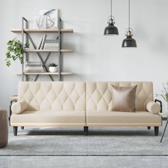 vidaXL Sof&aacute; Cama Con Reposabrazos Tela Color Crema Vidaxl