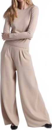 Minnie Rose Viscose Palazzo Pant With Pockets In Brown Sugar