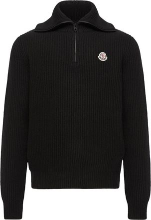 Moncler Moncler Logo Rib Wool Turtleneck, Men, Black, Size: 3xl