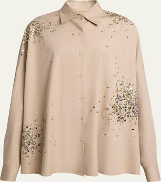 Dries Van Noten Casia Sequined Oversized Button-Down Shirt