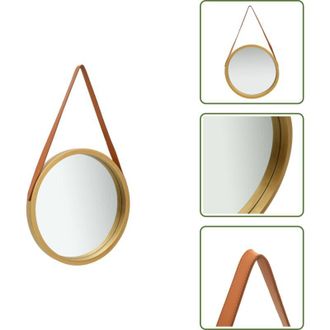 vidaXL The Living Store Specchio da Parete con Cinghia 50 cm Oro - Specchio retro