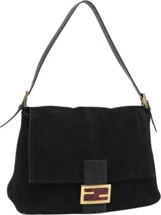 Fendi Pre-owned Vintage Suede Shoulder Bag - Dames - Vintage Schoudertas - Zwart - ONE Size - Leer - Vintage