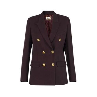 Elisabetta Franchi Dames, Jassen, Bruin, Maat: 2XL Gabardine