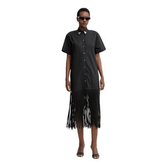 Pinko Avigliano Chemisier Jurk - Dames - Shirt Kleedjes - Zwart - M - Katoen - Kleedjes