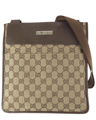 Gucci Brown Gg Canvas & Leather Pochette (Authentic Pre-Loved)