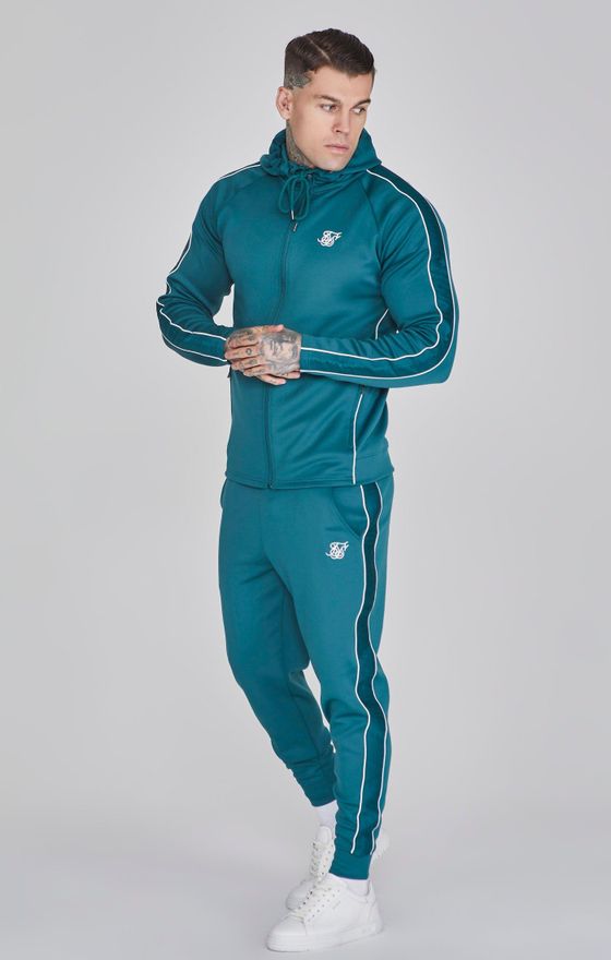 Conjunto de sudadera con capucha y joggers verde para hombre SikSilk S