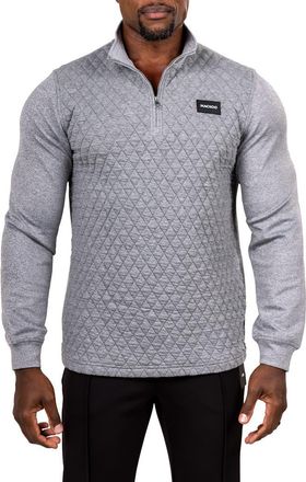 Maceoo Diamond Quilted Quarter Zip Pullover in Grey at Nordstrom, Size Xx-Large