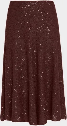 Brunello Cucinelli Paillette Linen-Cashmere Midi Skirt