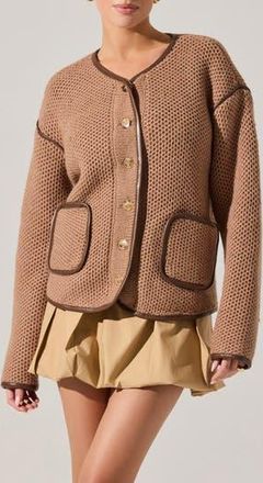 ASTR the Label Kembrie Sweater Jacket in Camel Multi at Nordstrom Rack, Size Medium