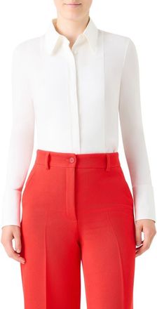 Akris Classic Fitted Button-Up Shirt in Cream at Nordstrom, Size 16