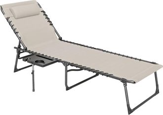 OUTSUNNY Tumbona plegable 190x60x31 cm crema