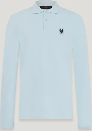 Belstaff Belstaff Long Sleeved Polo Mens Cotton Pique Sky Blue Size 2XL