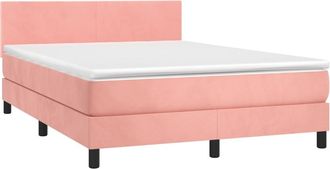vidaXL Cama Box Spring Con Colch&oacute;n Terciopelo Rosa 140x200 Cm Vidaxl