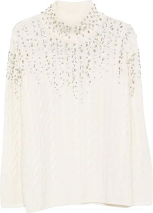 Ermanno Scervino Jersey de punto trenzado con adornos de cristal - Knitwear - Mujer - Blanco - 2XS