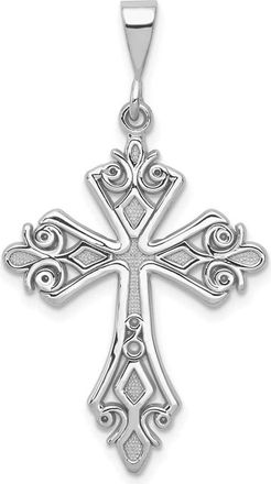 Diamond2Deal 14k White Gold Fleur De Lis Cross Pendant
