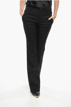 Saint Laurent Pantaloni in Gabardina di Lana a Tinta Unita taglia 44