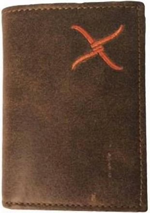 Twisted X Boots Leather Tri Fold X Wallet In Brown/orange