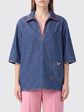 Valentino Garavani Camicia a maniche corte in denim con vestibilit&agrave; relaxed