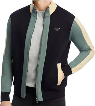 Bally Mens Organic Cotton Track Jacket In Black & Sage