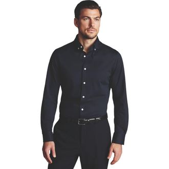 CHARLES TYRWHITT Four-Way Stretch Button Down Jersey Shirt in Navy at Nordstrom, Size Xxx-Large